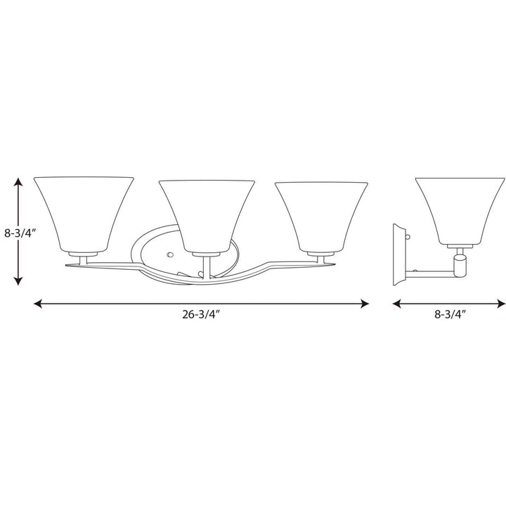 Progress Bravo P2006-09 Bath Vanity Light 27 in. wide - Brushed Nickel