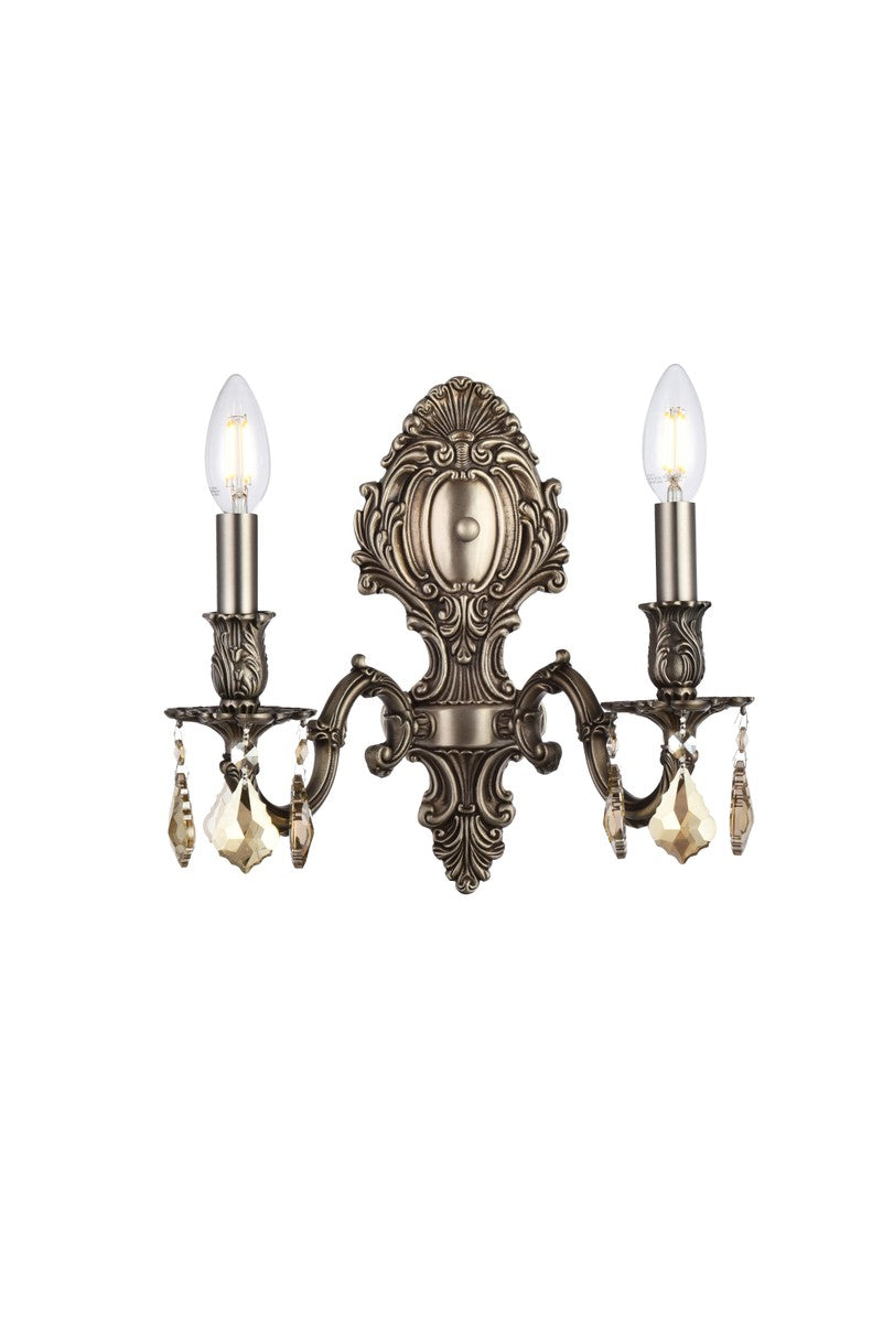 Elegant Monarch 9602W10PW-GT/RC Wall Sconce Light - Pewter