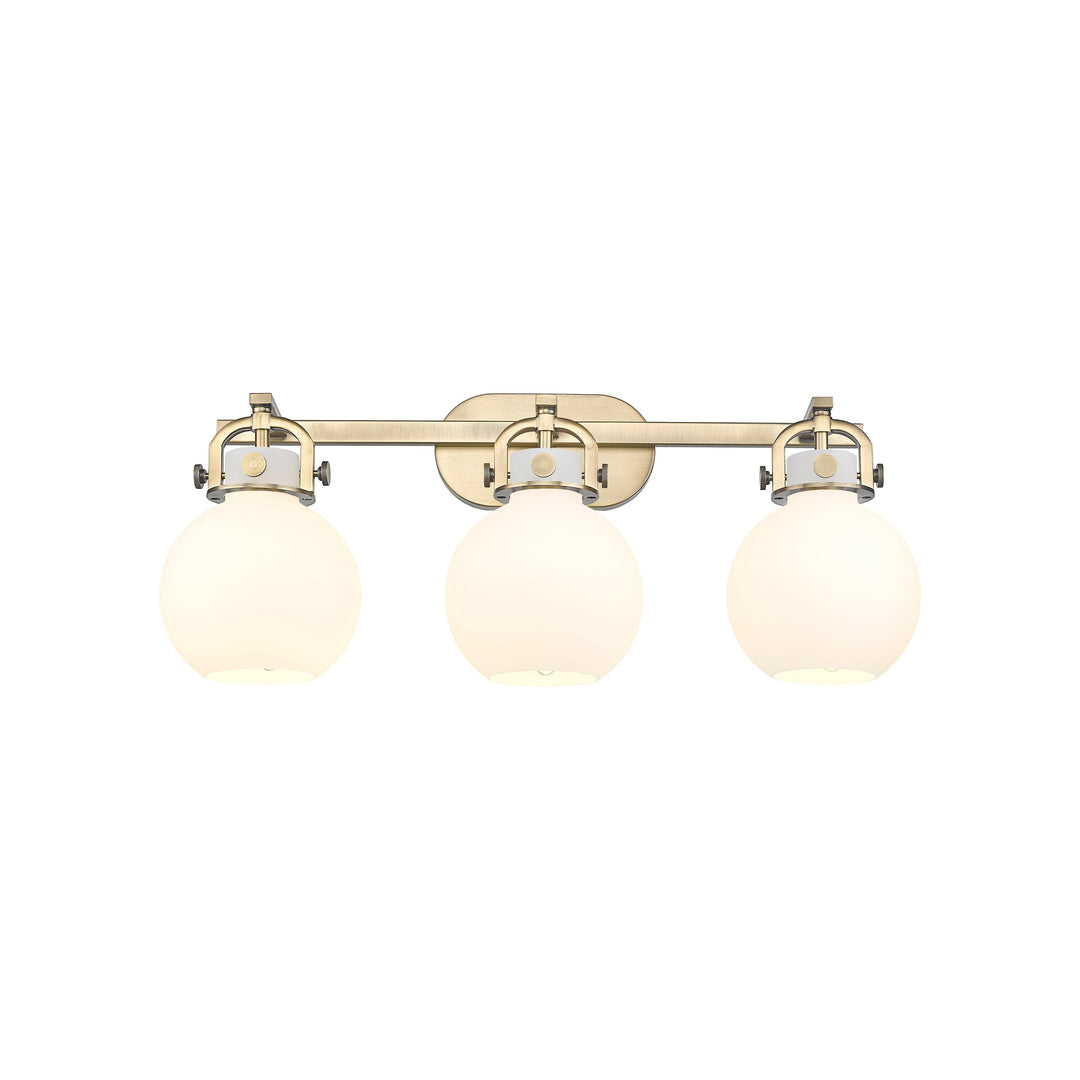 Innovations Newton 410-3W-BB-G410-7WH Bath Vanity Light 27 in. wide - Brushed Brass