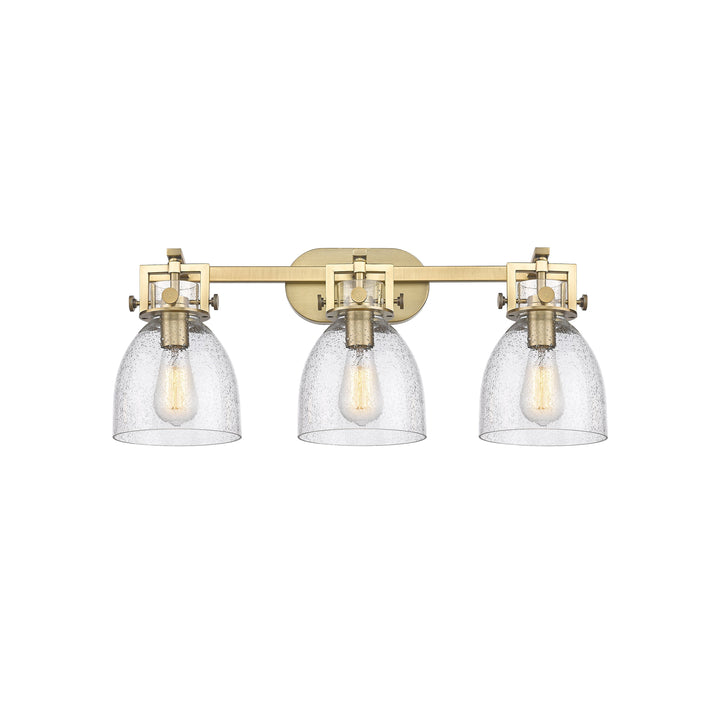 Innovations Downtown Urban 411-3W-BB-G412-7SDY Bath Vanity Light 27 in. wide - Brushed Brass