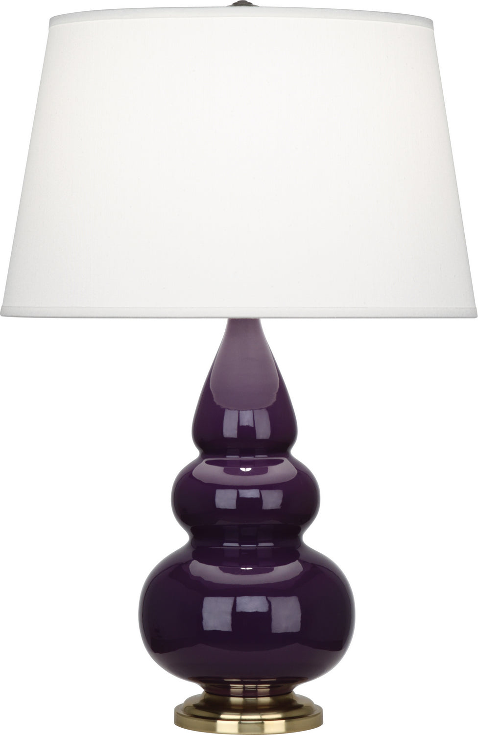 Robert Abbey Lighting 378X Small Triple Gourd Lamp Amethyst Glazed W/Antique Natural Brass