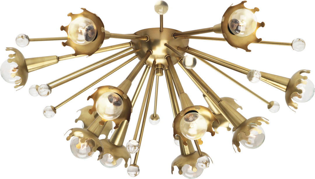 Robert Abbey Jonathan Adler Sputnik 711 Ceiling Light - Antique Brass w/Crystal