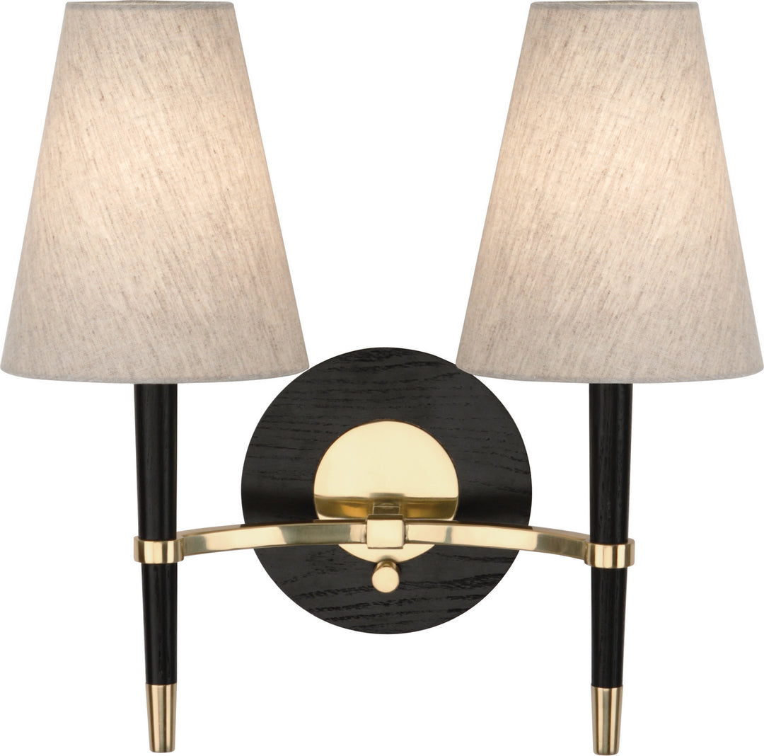 Robert Abbey Jonathan Adler Ventana 771 Wall Sconce Light - Ebonyed Wood w/Antique Brass