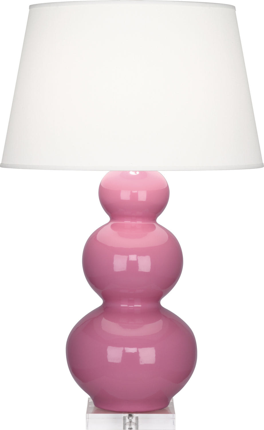 Robert Abbey Lighting A358X Triple Gourd Lamp Schiaparelli Pink Glazed W/Lucite Base