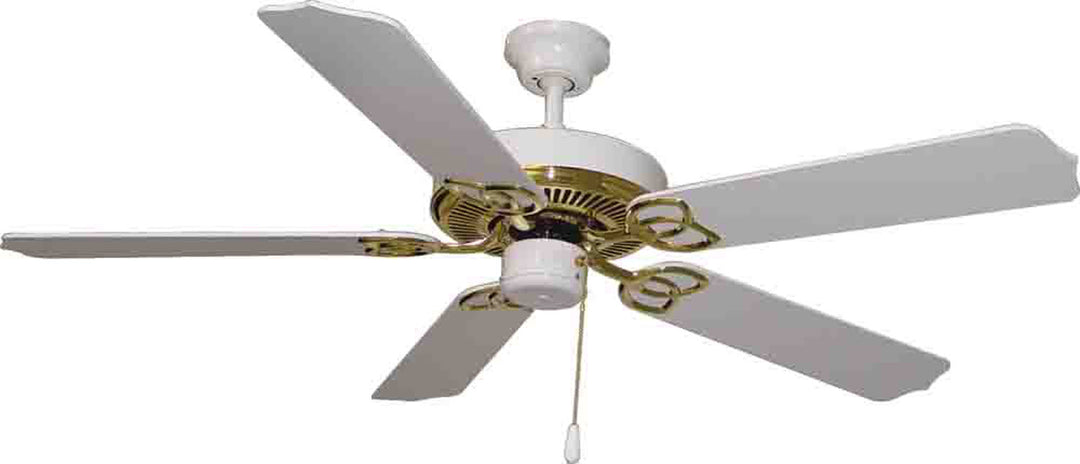 Volume Ceiling fan V5962-12 Ceiling Fan 52 - White & Polish Brass, White/White Wash Pine/