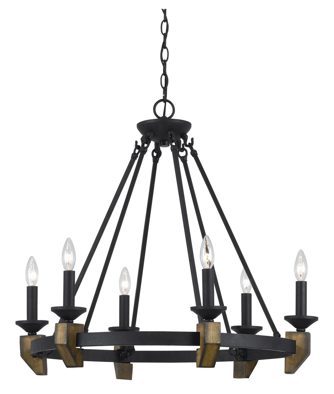 Cal Cruz FX-3517/6 Chandelier Light - Bronze/Wood