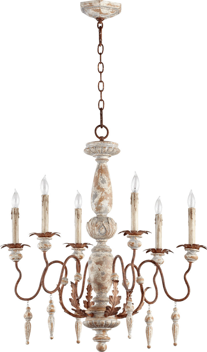 Quorum La Maison 6052-6-56 Chandelier Light - Manchester Grey W/ Rust Accents, Matte Black/Matte Black/