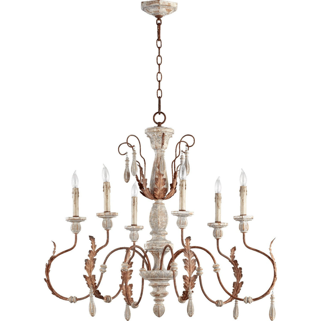 Quorum La Maison 6152-6-56 Chandelier Light - Manchester Grey W/ Rust Accents