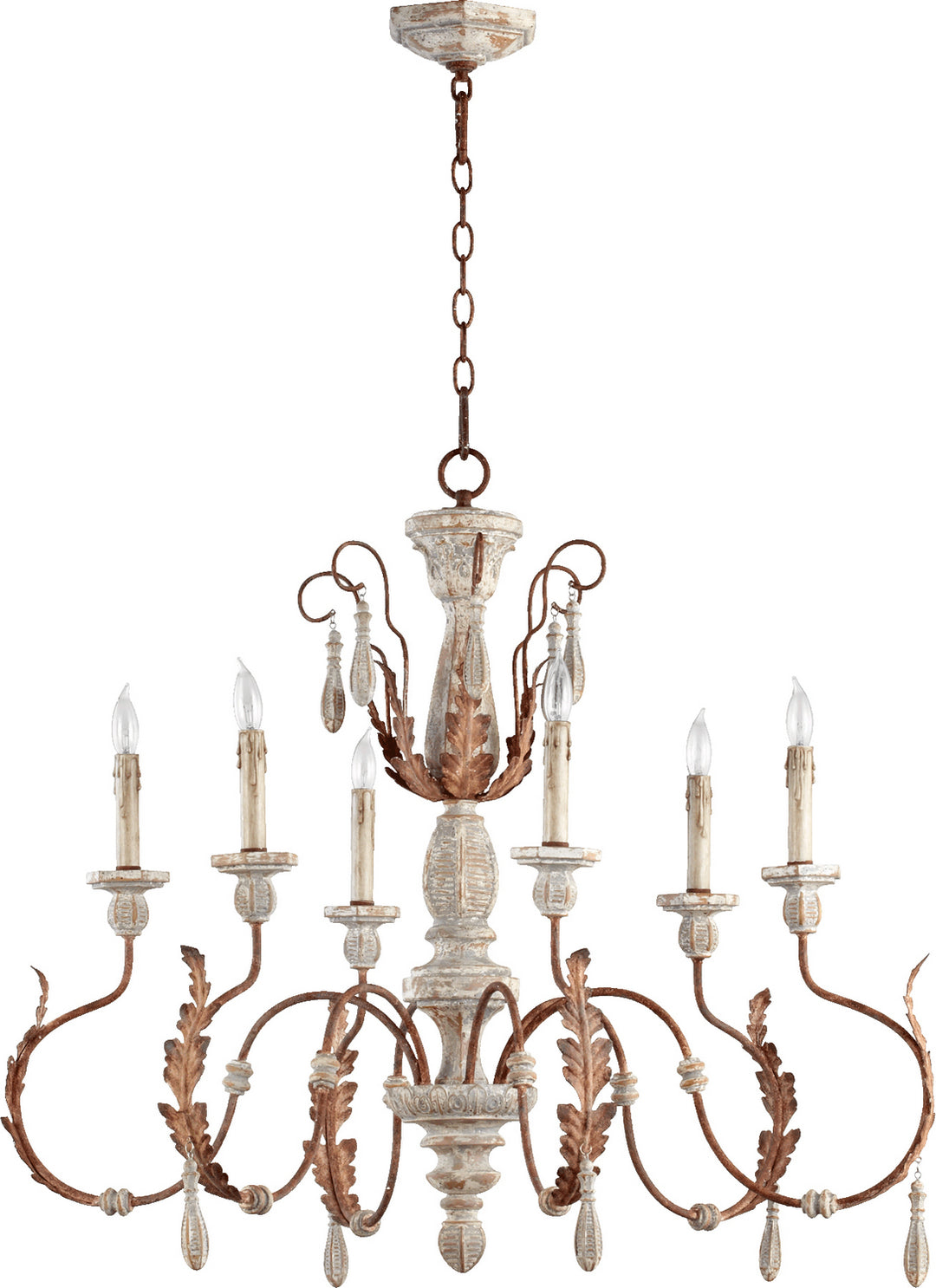 Quorum La Maison 6152-6-56 Chandelier Light - Manchester Grey W/ Rust Accents