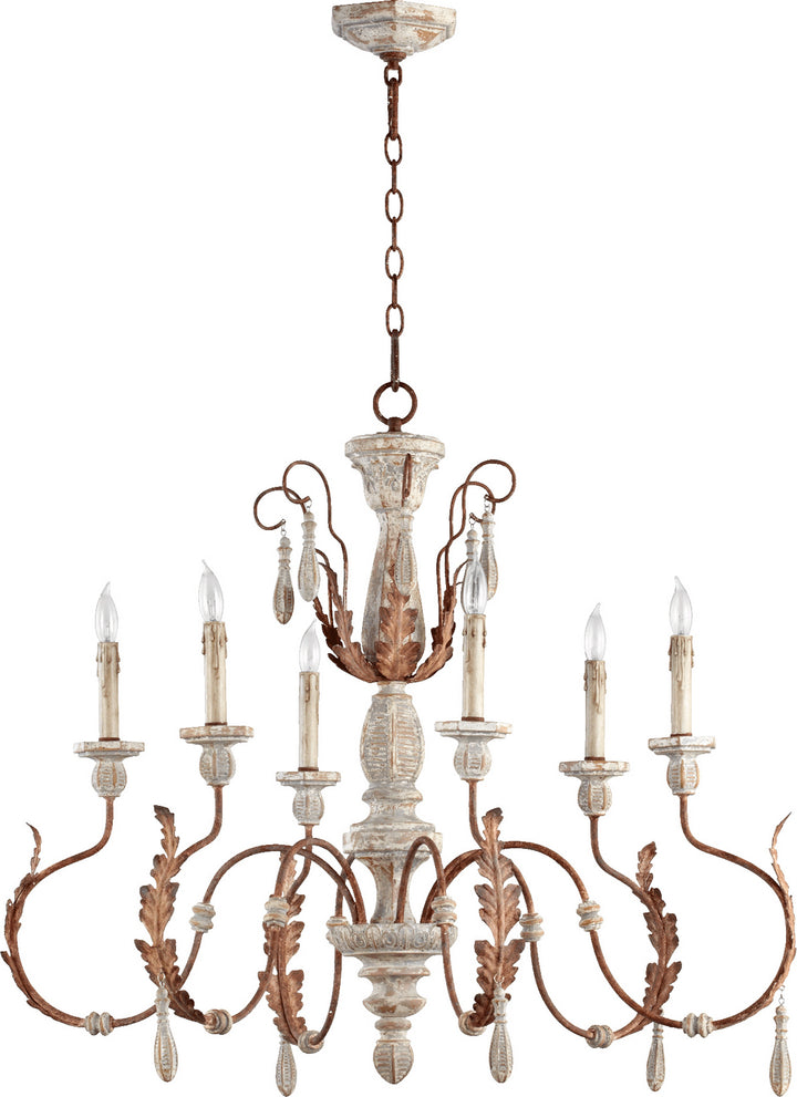 Quorum La Maison 6152-6-56 Chandelier Light - Manchester Grey W/ Rust Accents