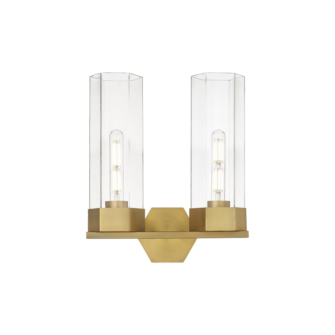 Innovations Downtown Urban 427-2W-BB-G427-14CL Bath Vanity Light 13 in. wide - Brushed Brass