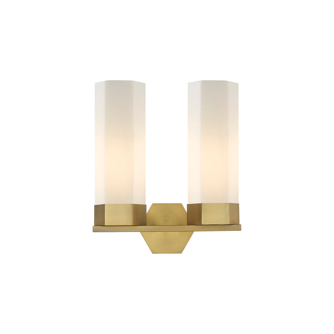 Innovations Downtown Urban 427-2W-BB-G427-14WH Bath Vanity Light 13 in. wide - Brushed Brass