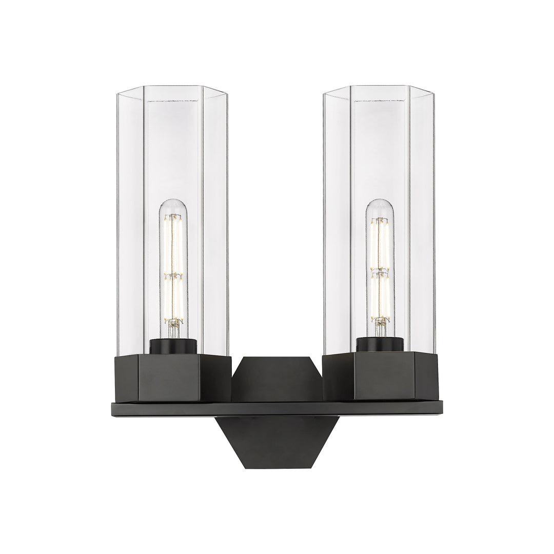 Innovations Downtown Urban 427-2W-BK-G427-14CL Bath Vanity Light 13 in. wide - Matte Black