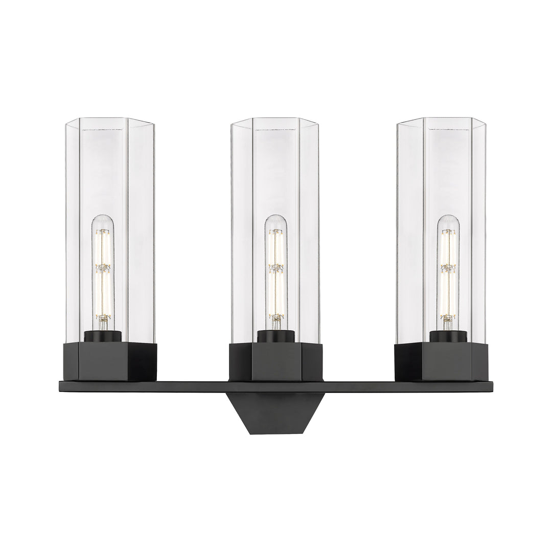 Innovations Downtown Urban 427-3W-BK-G427-14CL Bath Vanity Light 22 in. wide - Matte Black