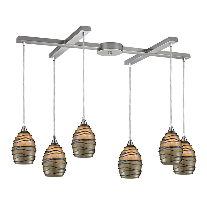 Elk Vines 31142/6 Pendant Light - Satin Nickel