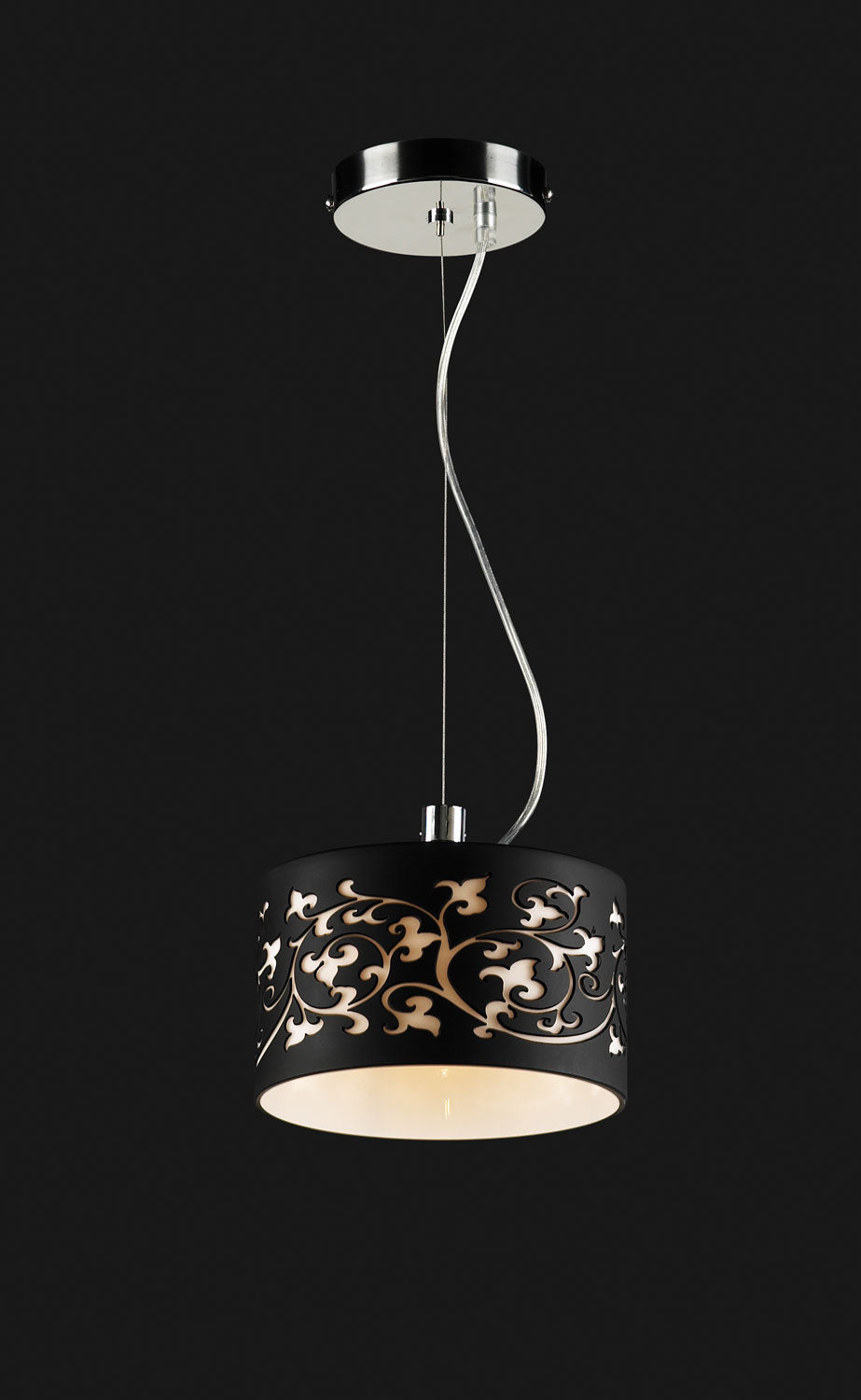 PLC Tuxedo 81821 BLACK Pendant Light - Polished Chrome