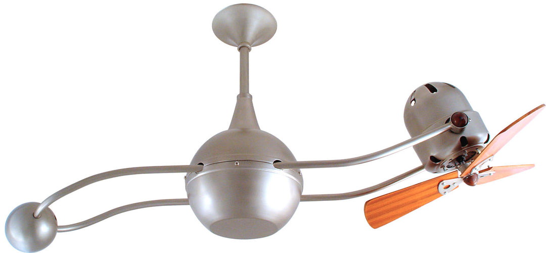 Matthews Fan Company Brisa 2000 B2K-BN-WD-DAMP Ceiling Fan 16 - Brushed Nickel, Mahogany/