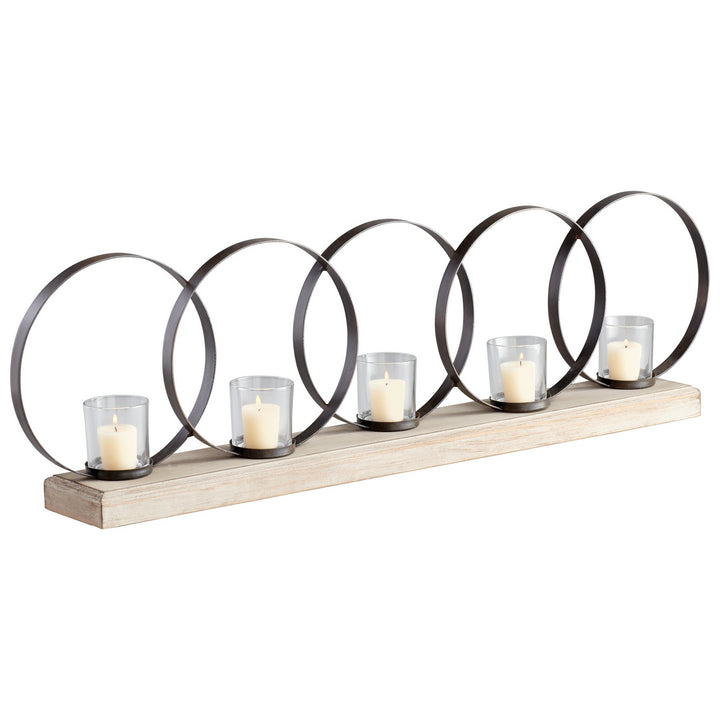 Cyan 05085 Candle Holders - Raw Iron And Natural Wood