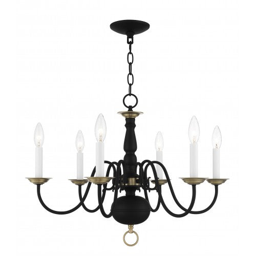 Livex Williamsburg 5006-04 Chandelier Light - Black w/ Antique Brasss