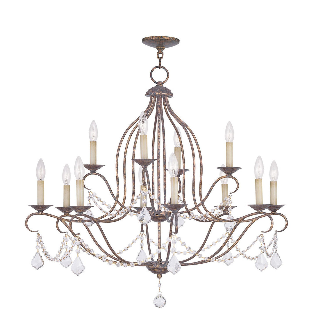 Livex Chesterfield 6438-71 Chandelier Light - Hand Applied Venetian Golden Bronze