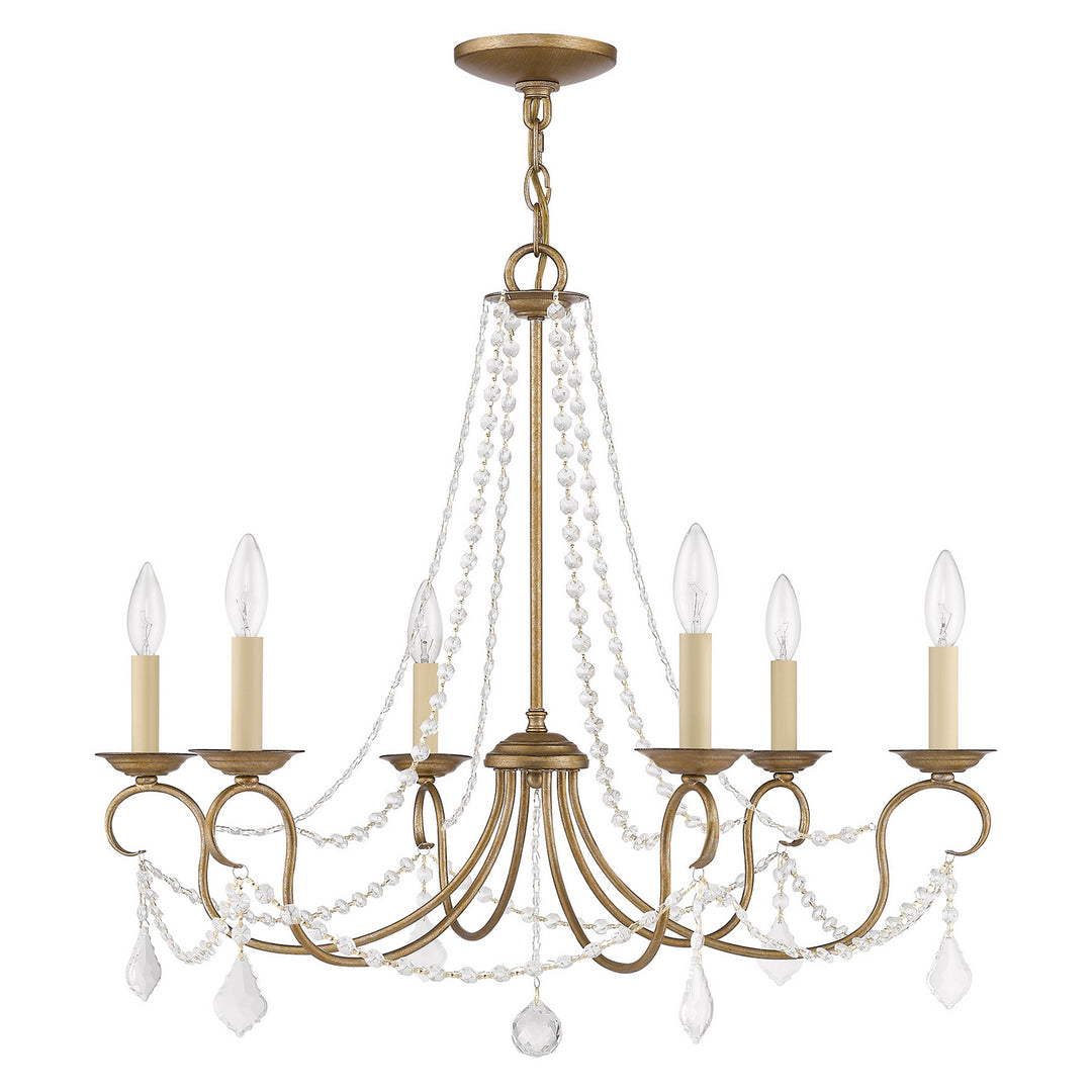 Livex Pennington 6516-48 Chandelier Light - Hand Applied Antique Gold Leaf