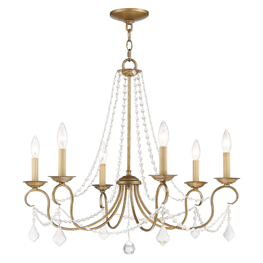 Livex Pennington 6516-48 Chandelier Light - Hand Applied Antique Gold Leaf