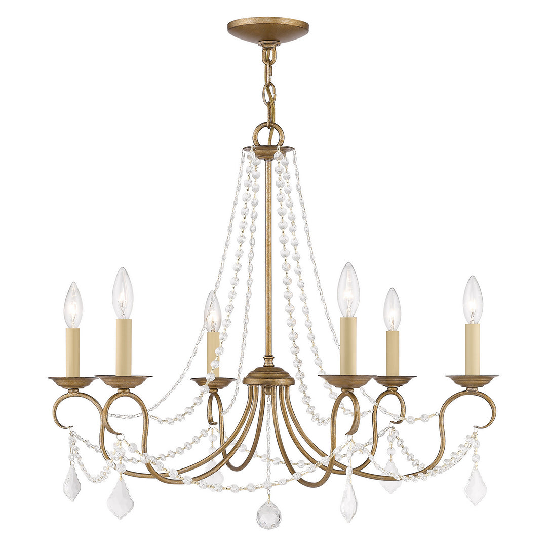 Livex Pennington 6516-48 Chandelier Light - Hand Applied Antique Gold Leaf