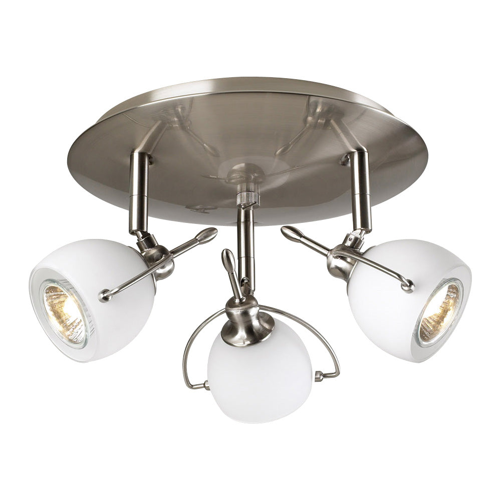 Plc Lighting 5358 SN Focus Three Light Ceiling Mount Track Light Pewter, Nickel, Silver