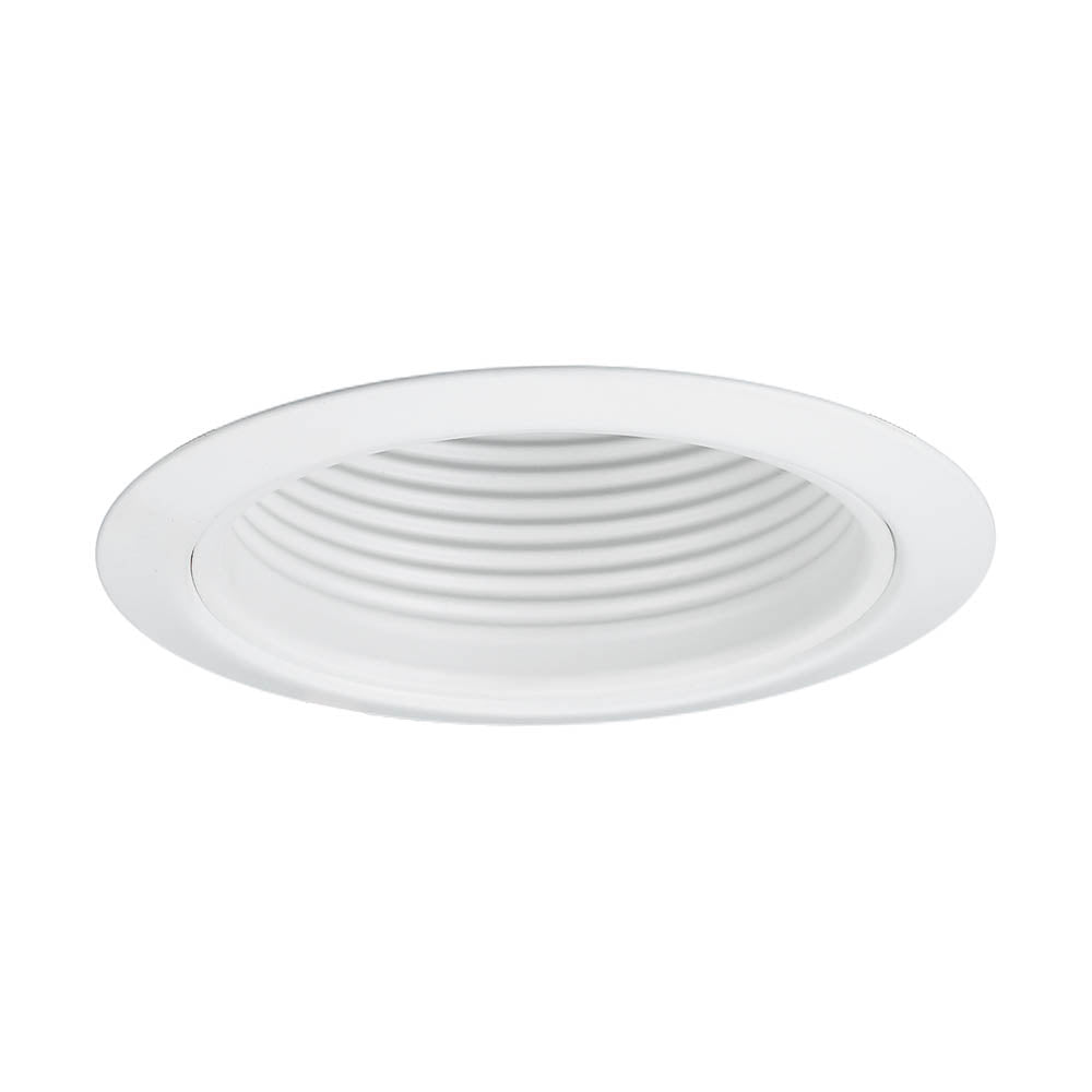 Jesco Lighting TM5509WHWH Line Voltage Step Baffle Line Voltage Step Baffle Metal Recessed Lighting Trim Recessed Light White