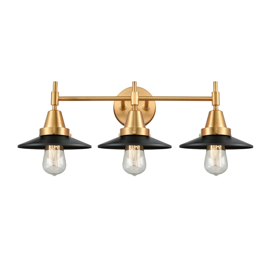 Innovations Caden 447-3W-SG-M6-BK Bath Vanity Light 26 in. wide - Satin Gold