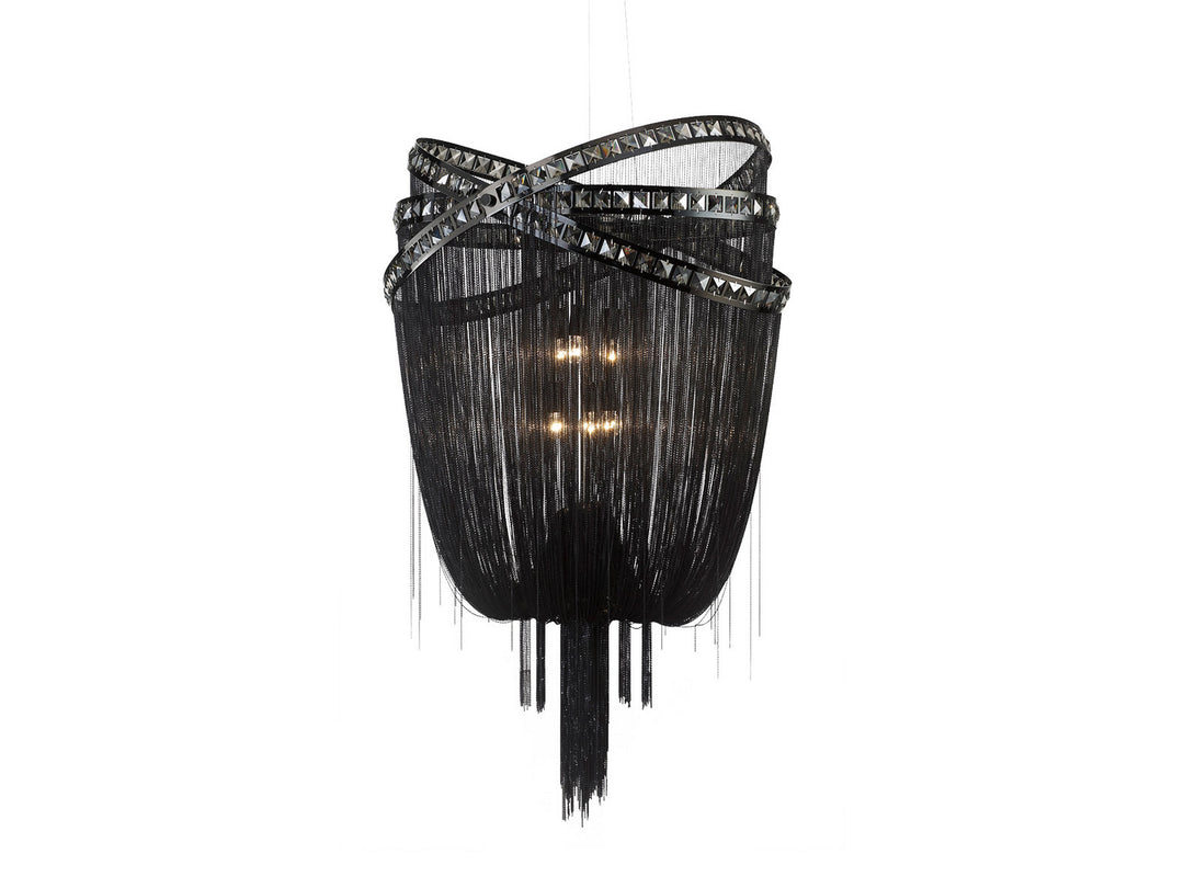 Avenue Wilshire Blvd. HF1609-BLK Pendant Light - Black Chrome/Smoke Crystal