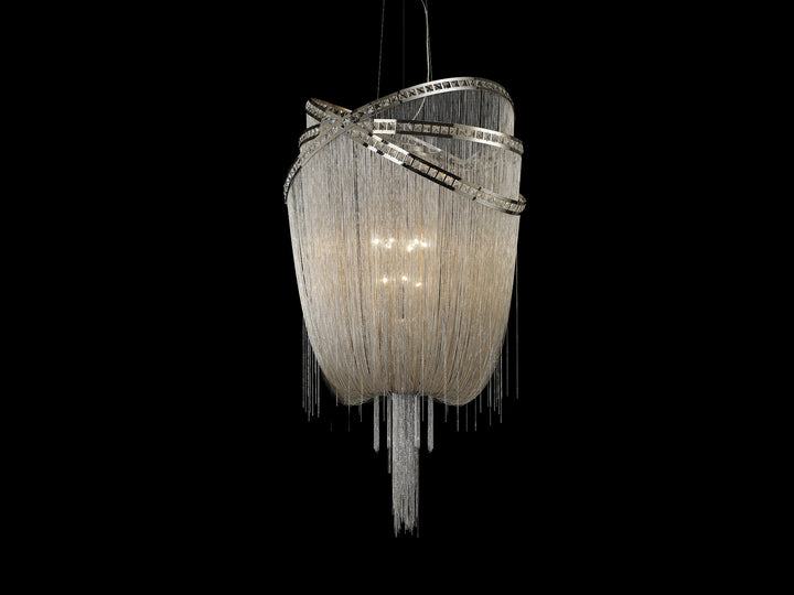 Avenue Wilshire Blvd. HF1610-NCK Pendant Light - Polish Nickel/Crystal