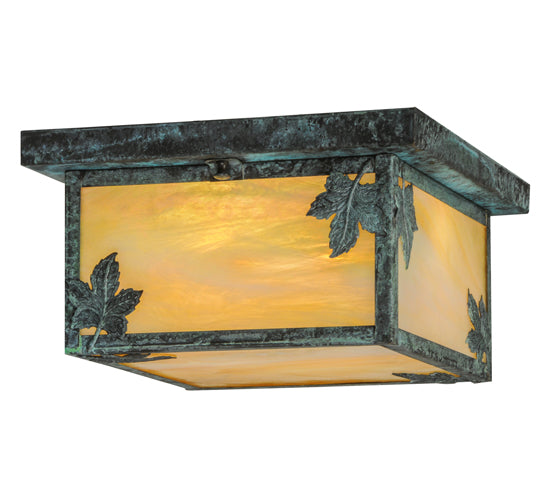 Meyda Tiffany Lighting 46162 Hyde Park Two Light Flushmount Outdoor Verde