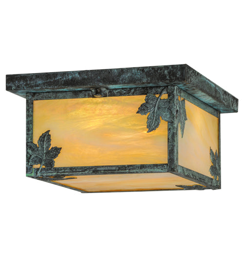 Meyda Tiffany Lighting 46162 Hyde Park Two Light Flushmount Outdoor Verde