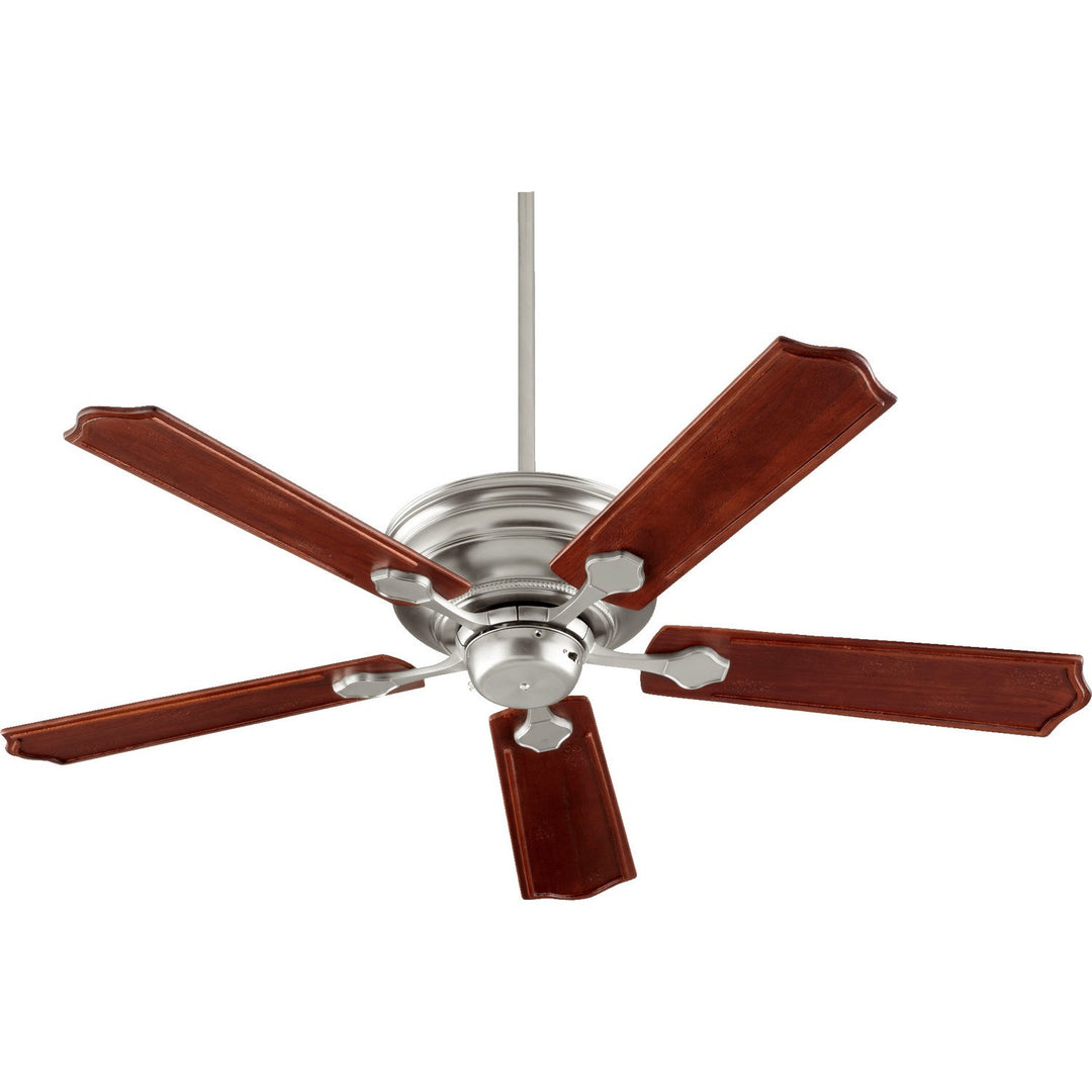 Quorum Barclay 76525-65 Ceiling Fan 52 in. - Satin Nickel, Vintage Walnut