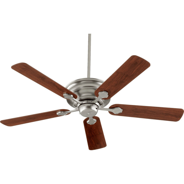 Quorum Barclay 76525-65 Ceiling Fan 52 in. - Satin Nickel, Vintage Walnut