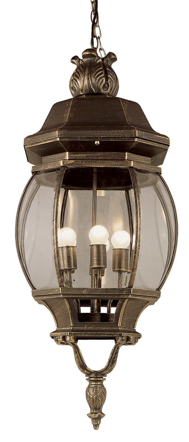 Trans Globe Imports 4067 BG Parsons Four Light Hanging Lantern Outdoor Gold, Champ, Gld Leaf