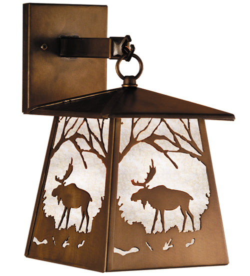 Meyda Tiffany Lighting 47472 Moose At Dawn One Light Wall Sconce Outdoor Copper/Antique/Verde