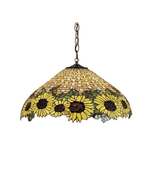 Meyda Tiffany Wicker Sunflower 47627 Pendant Light - Beige Ha Ia Amber