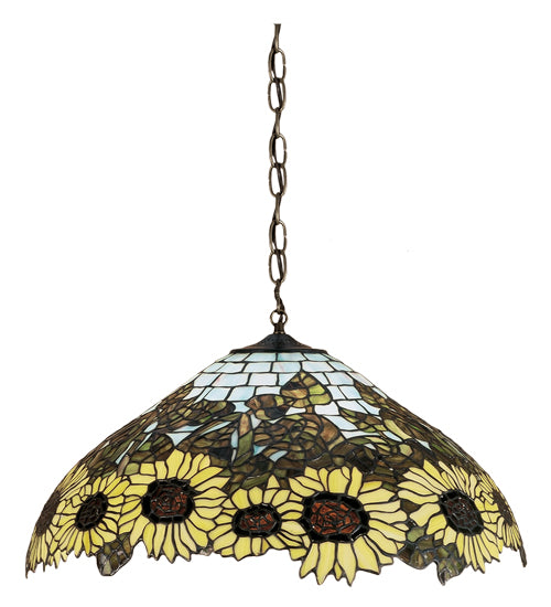 Meyda Tiffany Wild Sunflower 47628 Pendant Light - Purple/Blue Ia Amber