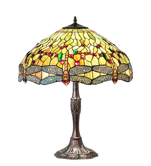 Meyda Tiffany Lighting 47960 Tiffany Hanginghead Dragonfly Three Light Table Lamp Lamp Bronze / Dark