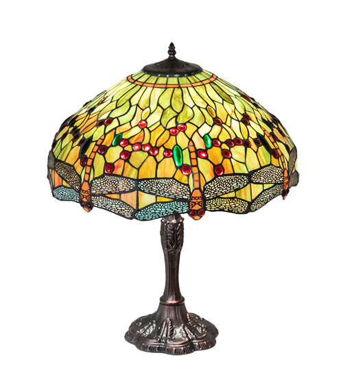 Meyda Tiffany Lighting 47960 Tiffany Hanginghead Dragonfly Three Light Table Lamp Lamp Bronze / Dark