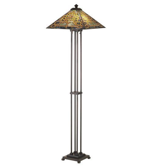 Meyda Tiffany Lighting 48023 Knotwork Mission Two Light Floor Lamp Lamp Bronze / Dark