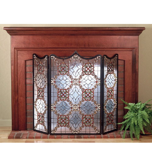 Meyda Tiffany Lighting 48092 Victorian Beveled Fireplace Screen Home Decor Bronze / Dark