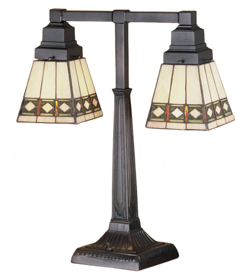 Meyda Tiffany Lighting 48204 Diamond Band Mission Two Light Table Lamp Lamp Bronze / Dark