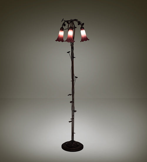 Meyda Tiffany Lighting 48433 Lavender Three Light Floor Lamp Lamp Bronze / Dark