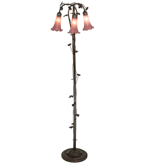 Meyda Tiffany Lighting 48433 Lavender Three Light Floor Lamp Lamp Bronze / Dark