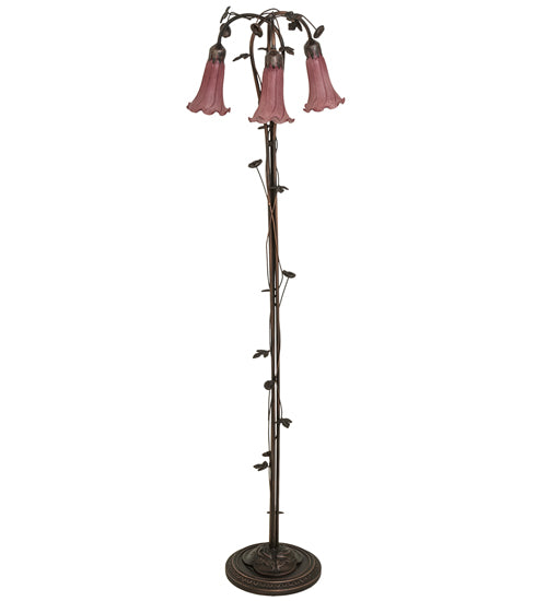 Meyda Tiffany Lighting 48433 Lavender Three Light Floor Lamp Lamp Bronze / Dark