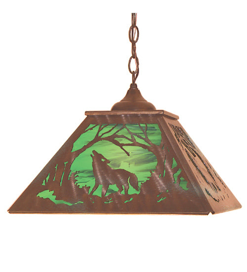 Meyda Tiffany Northwoods Wolf On The Loose 48727 Pendant Light - Antique Copper