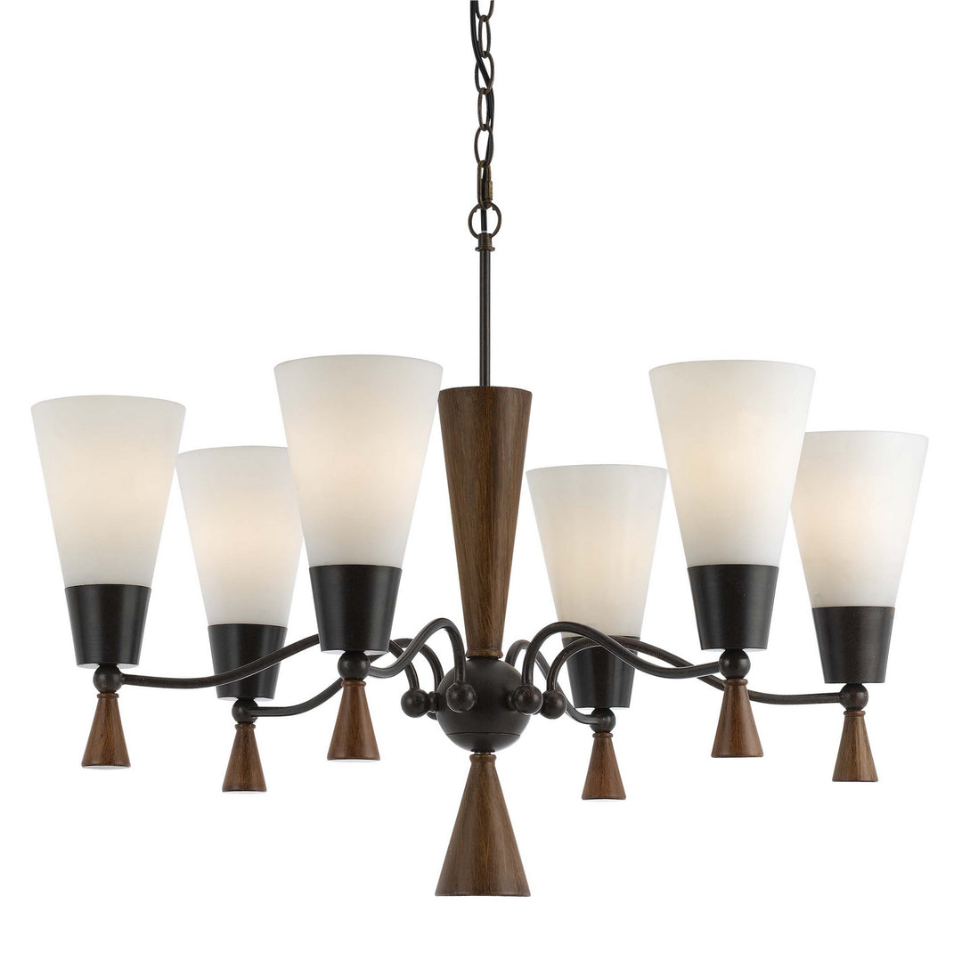 Cal Verona FX-3528/6 Chandelier Light - Mahogany